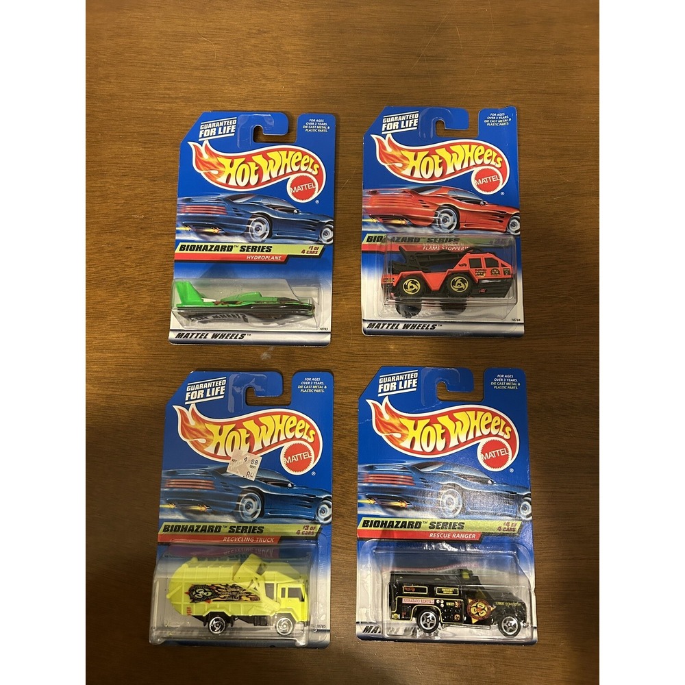 LOT of 4 Hot Wheels: Biohazard Series, 1997, Complete Set,